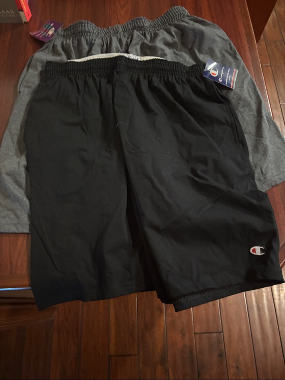 Champion Men's Athletic Shorts in Black with Gray Pair